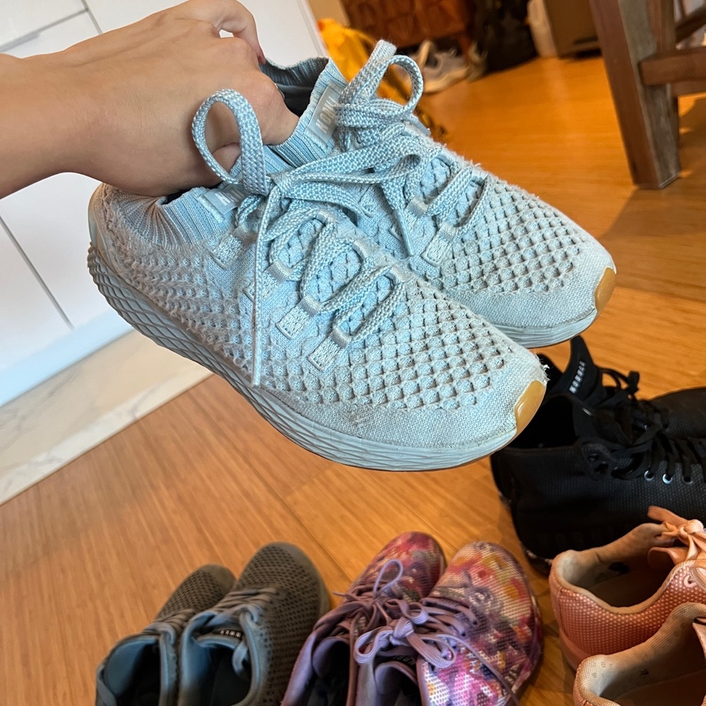 Light Blue Knit Sneakers with Gum Sole